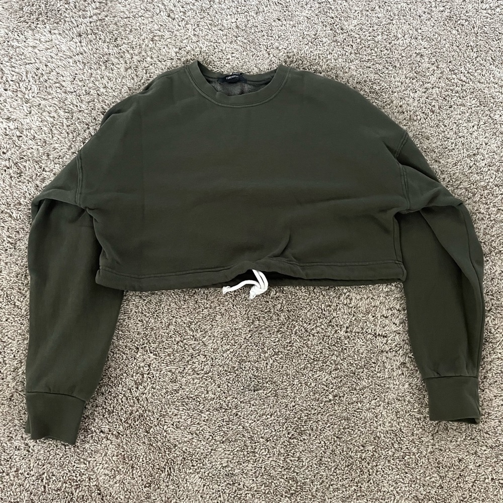 FOREVER 21 Cropped SMALL Sweater with string tie at the bottom